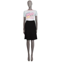 CHANEL black silk PLEATED HEM Skirt 44 XL