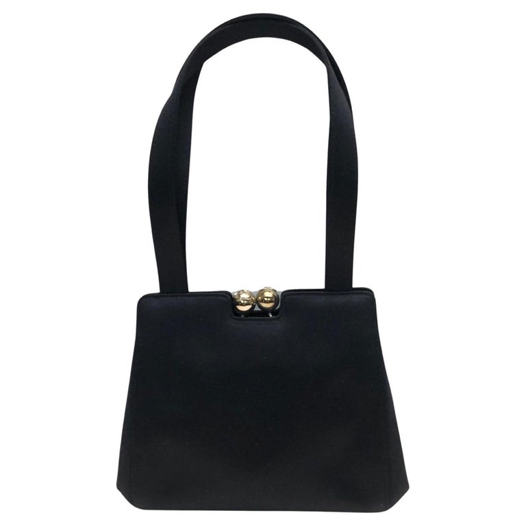 Chanel Black Silk Purse Handbag  For Sale