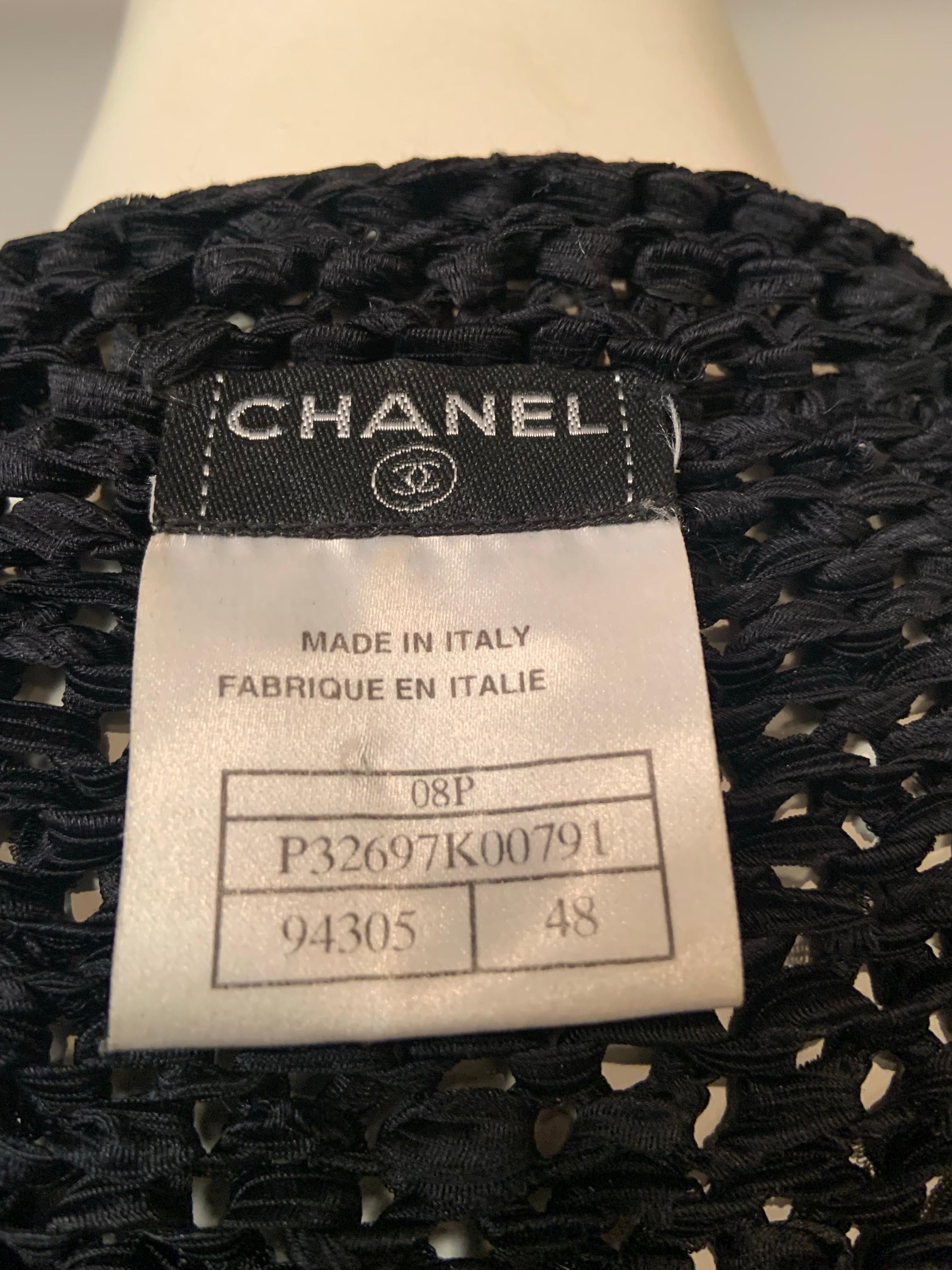 Chanel Schwarzer Seidenband-Strickpullover im Angebot 6
