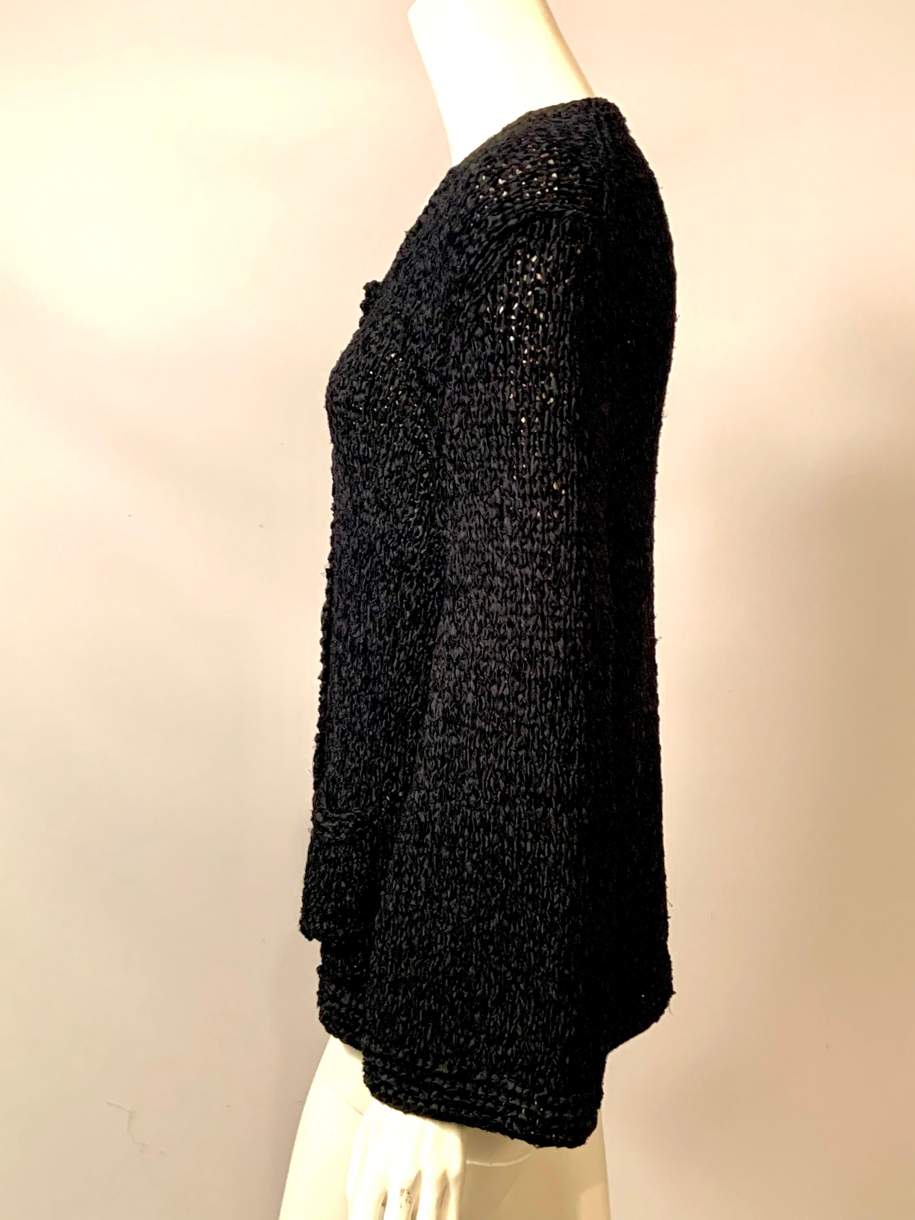 Chanel Schwarzer Seidenband-Strickpullover im Angebot 4
