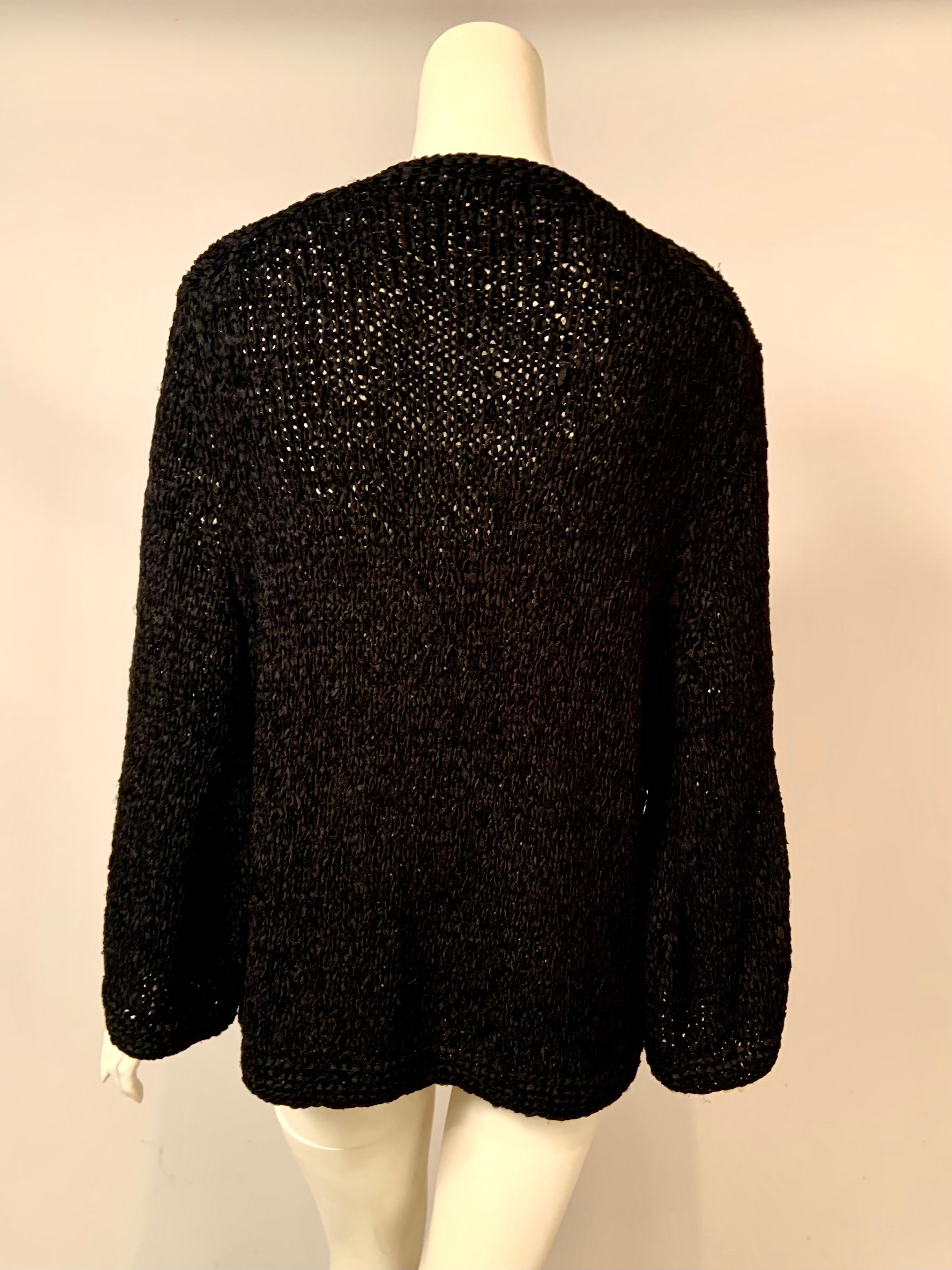 Chanel Schwarzer Seidenband-Strickpullover im Angebot 5