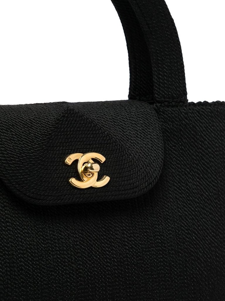 CHANEL, Bags, Chanel Black Grosgrain Cc Kelly Top Handle Bag