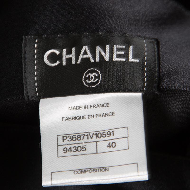 Chanel Black Silk Satin Draped Maxi Skirt M 1