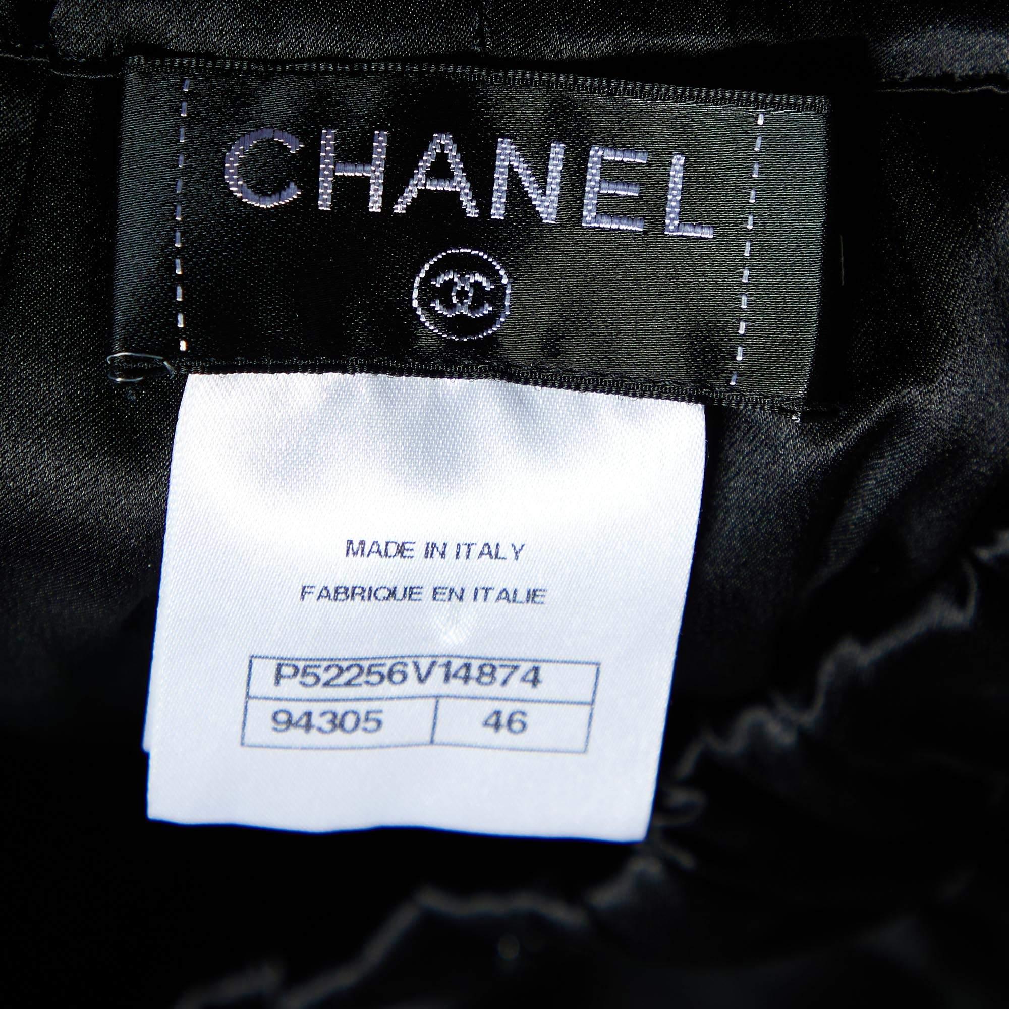 Women's Chanel Black Silk Satin Filled Pants XL