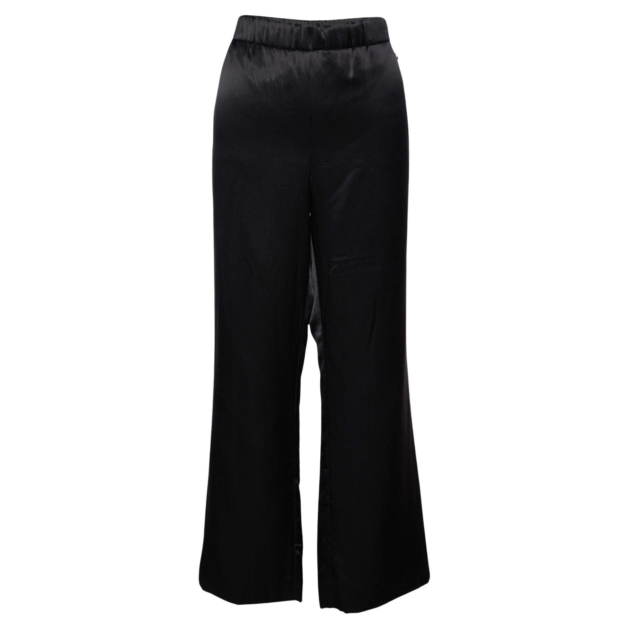 Chanel Black Silk Satin Filled Pants XL