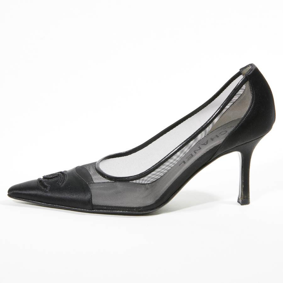 Chanel Black Silk Satin Heels 36.5 2