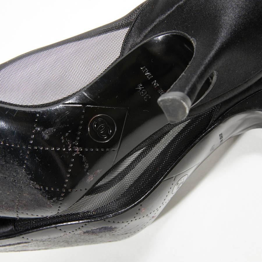 Chanel Black Silk Satin Heels 36.5 3