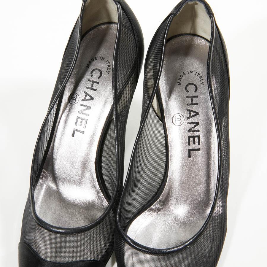 Chanel Black Silk Satin Heels 36.5 4