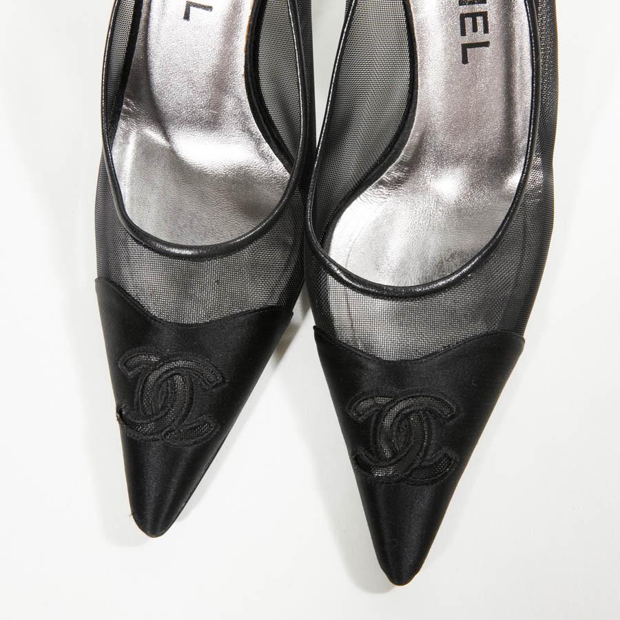 Chanel Black Silk Satin Heels 36.5 5