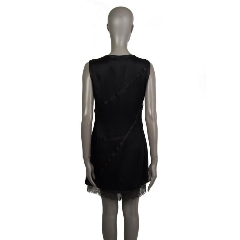 CHANEL black silk SATIN SNAP BUTTON TRIM Sleeveless Cocktail Dress 40 ...