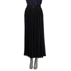CHANEL black silk SHEER PLISSE PLEATED MAXI Skirt 36 XS