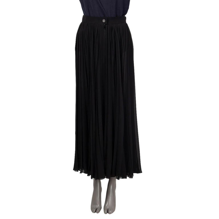 CHANEL black silk SHEER PLISSE PLEATED MAXI Skirt 36 XS at 1stDibs |  burlington maxi skirts