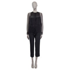 CHRISTIAN DIOR black silk SHEER PLUMETIS TULLE Blouse Shirt 38 S