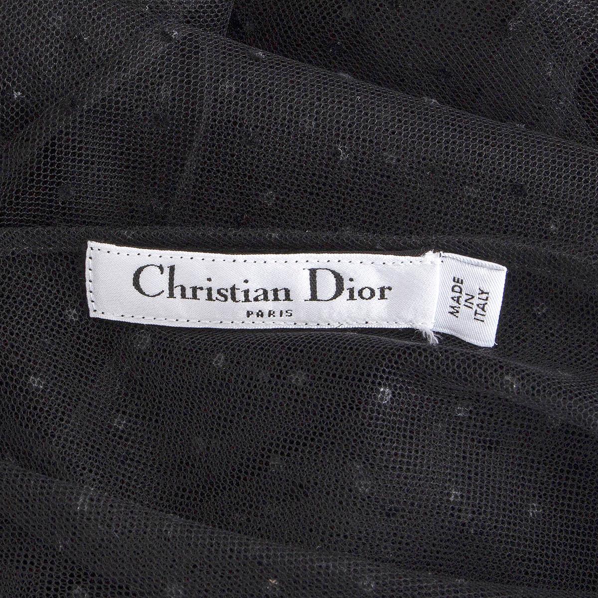 CHRISTIAN DIOR black silk SHEER PLUMETIS TULLE Blouse Shirt 38 S For Sale 1