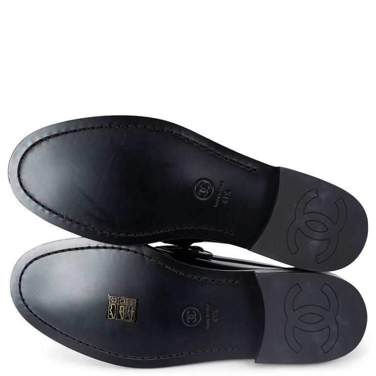 Chanel Sneakers Chanel Loafers 217 CHANEL Black Silk Shiny Leather