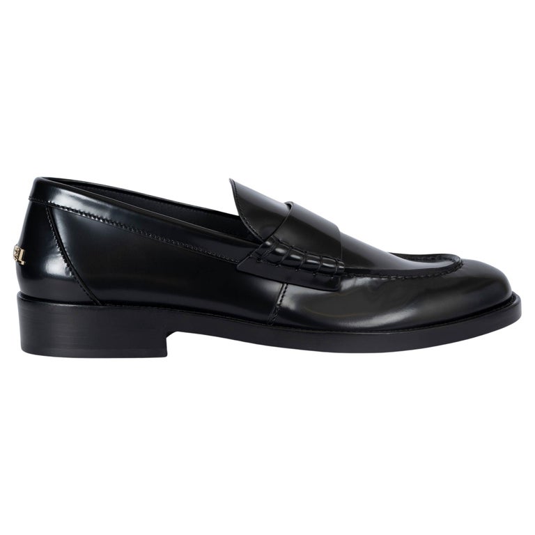 CHANEL black silk shiny leather 2023 23S Loafers Shoes fit 41