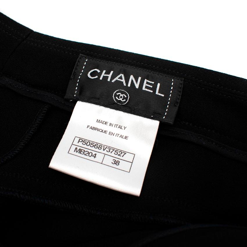 Chanel Black Silk Silver Button Cuff Embellished Trousers For Sale 1