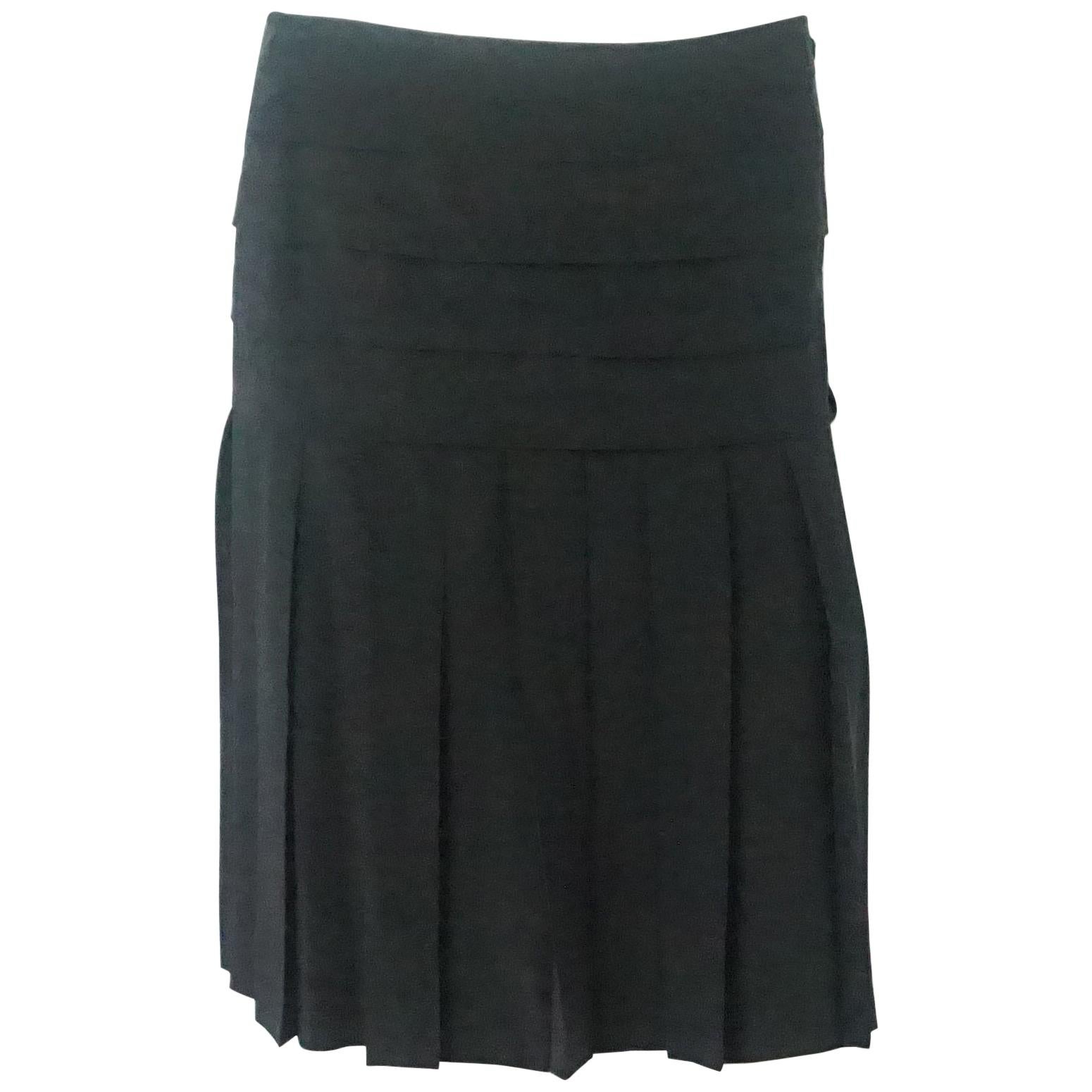 Chanel Black Silk Skirt - 38 - NWT For Sale