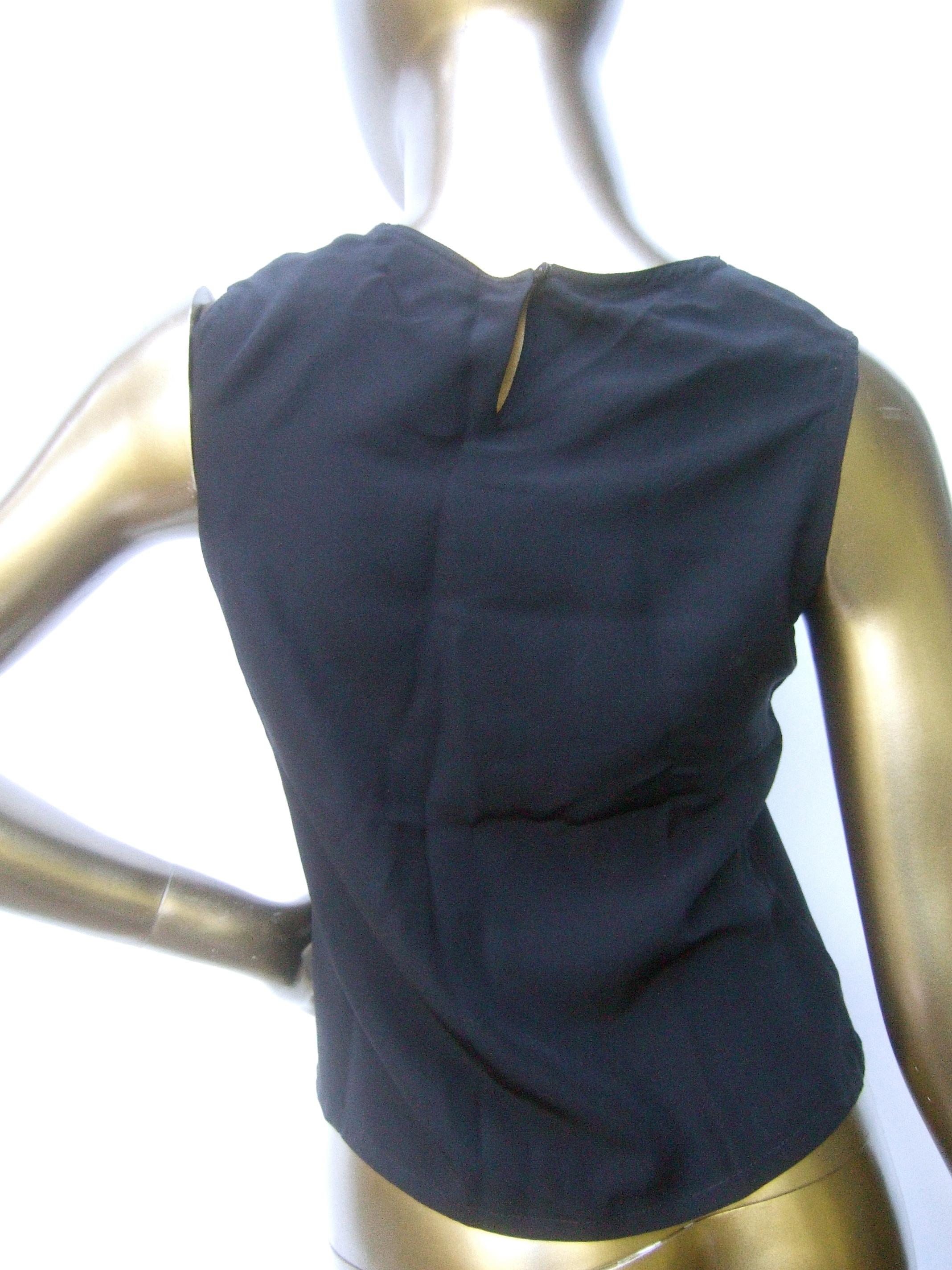 Chanel Black Silk Sleeveless Cropped Shell Top c 1980s Petite For Sale 3