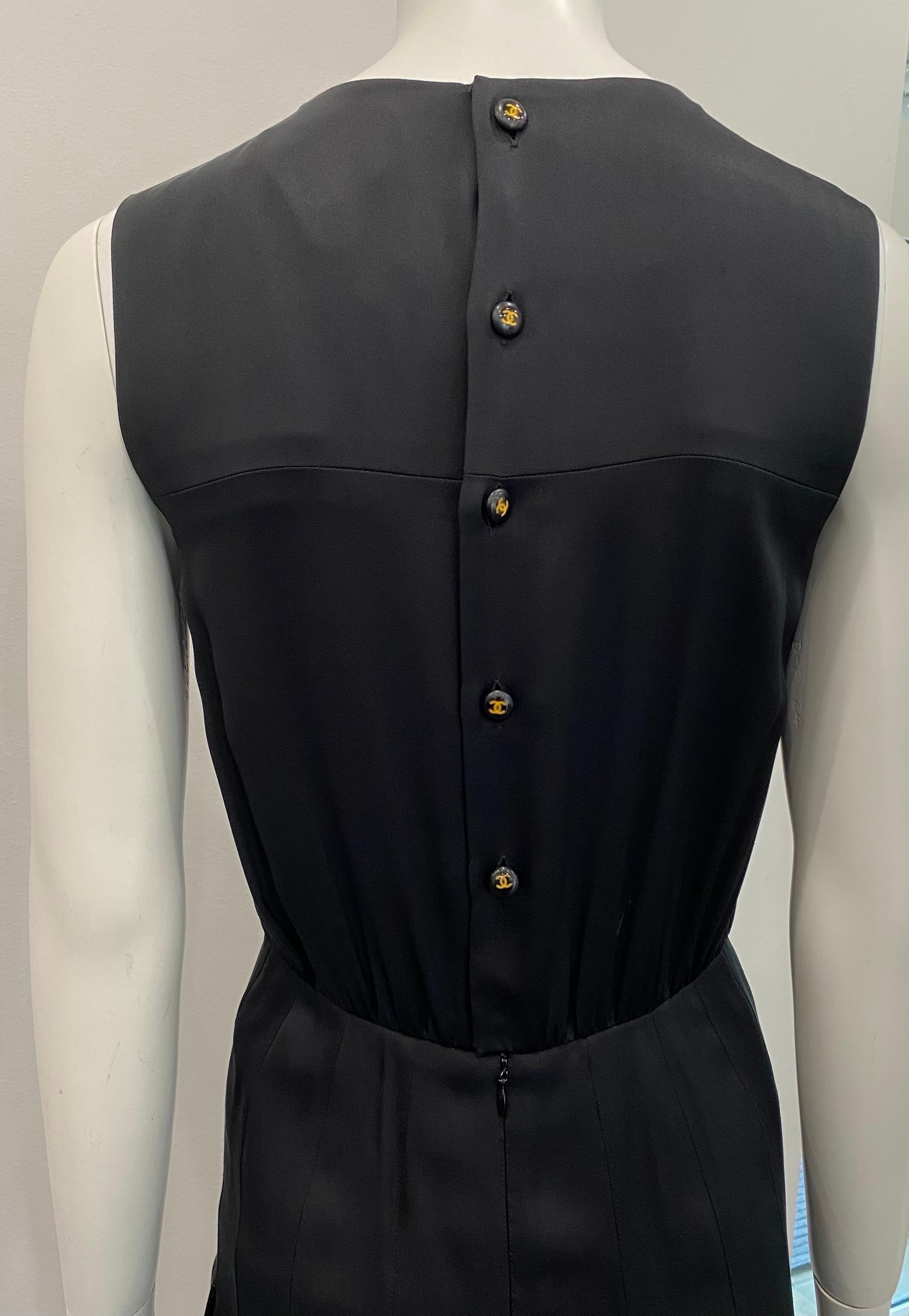Chanel Black Silk Sleeveless Dress - 36 - Circa 01A For Sale 3