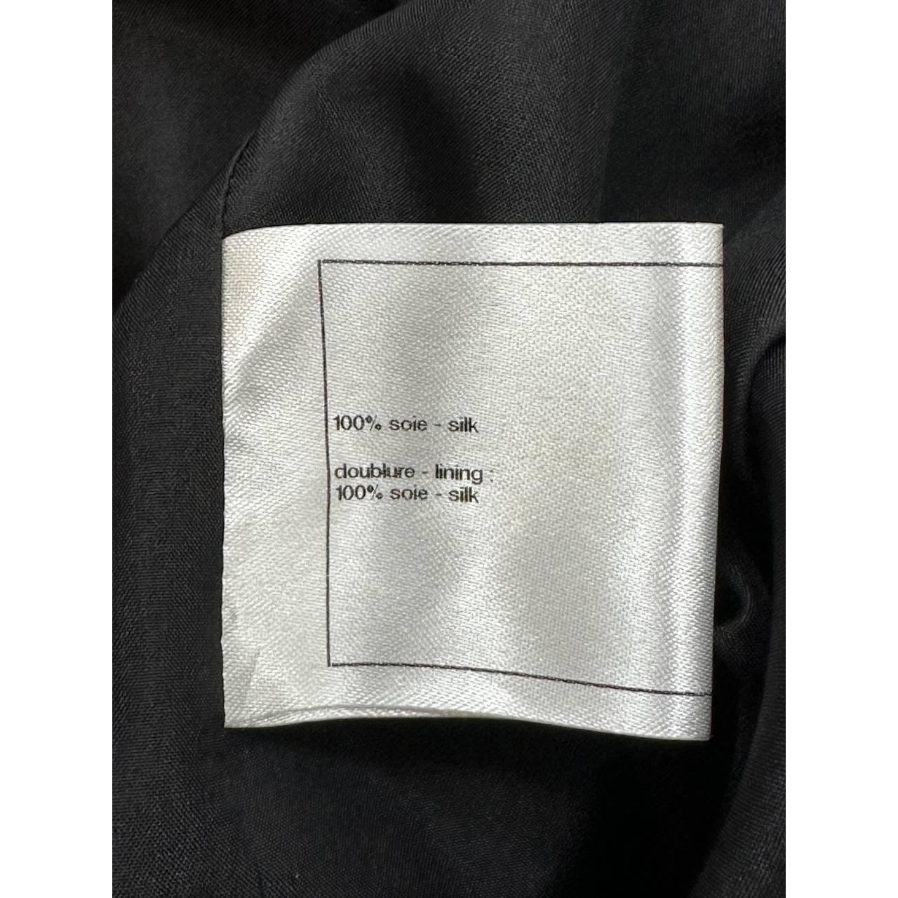 Donna Pantaloni a gamba tesa in seta nera di Chanel  Taglia 34 in vendita