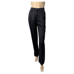 Pantaloni a gamba tesa in seta nera di Chanel  Taglia 34