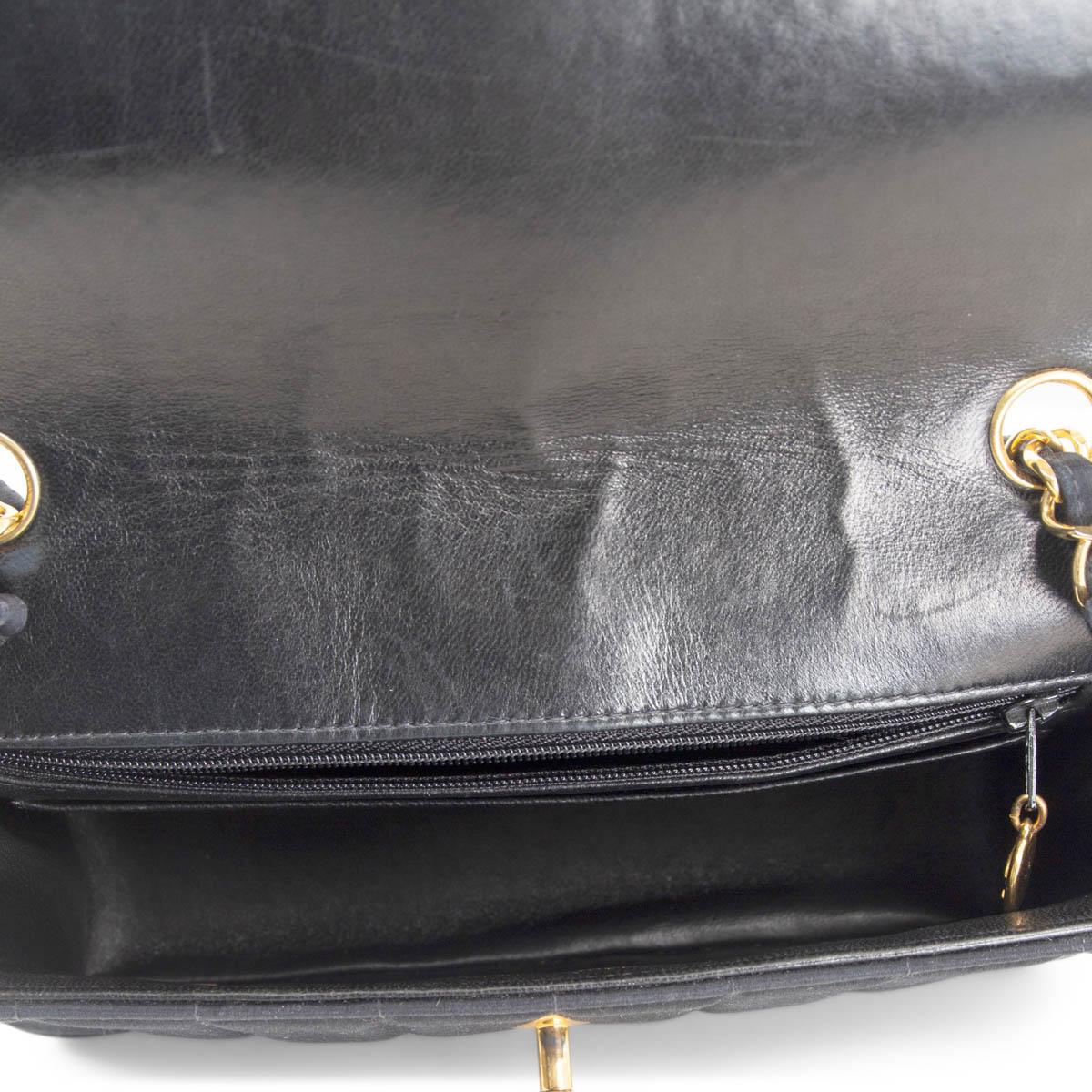 Black CHANEL black silk STRIPE QUILTED SATIN DIANA Shoulder Bag