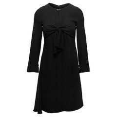 Chanel Black Silk Tie-Accented Long Sleeve Dress