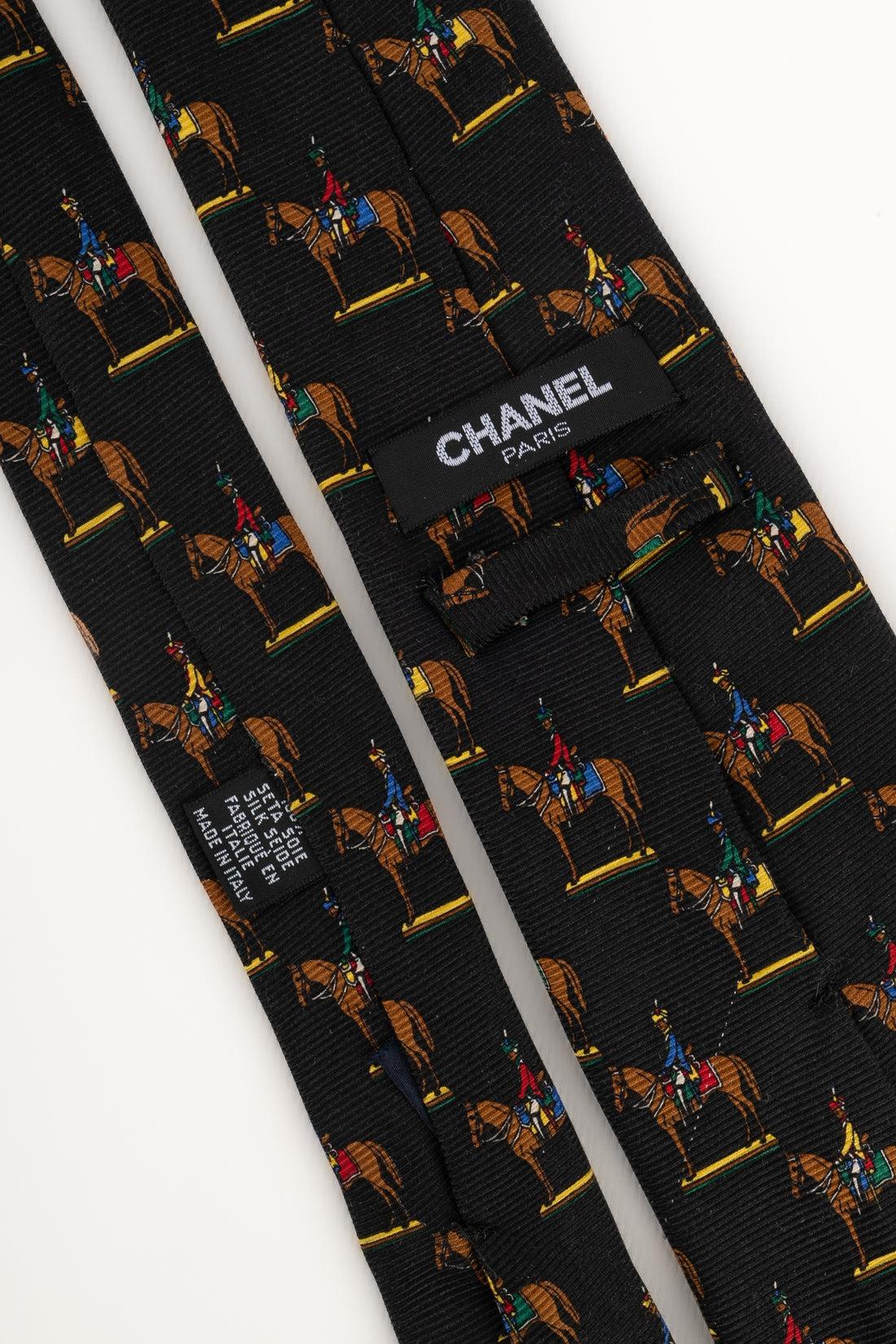 Chanel Black Silk Tie For Sale 1