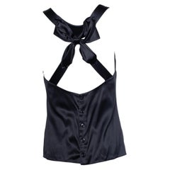 Chanel, black silk top with bow on the back