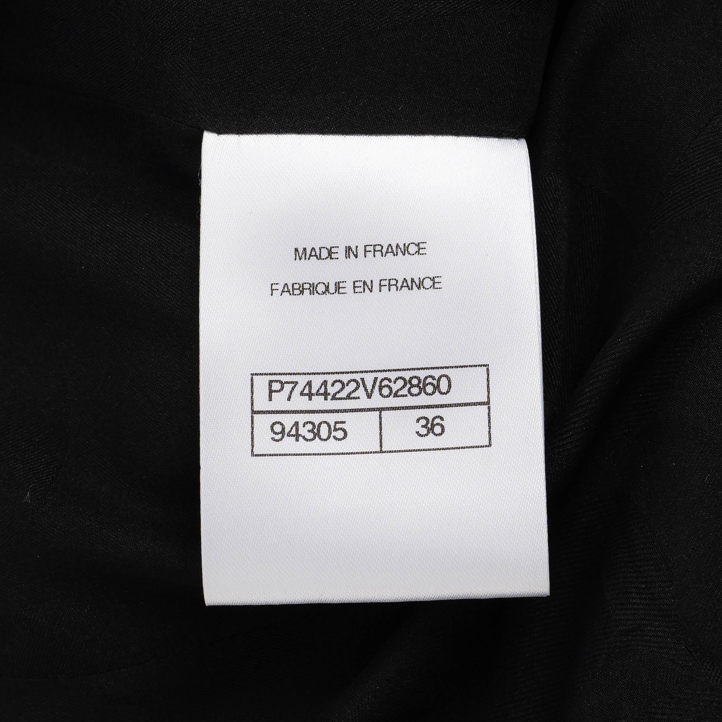 CHANEL black & silver 23P LUREX STRIPED FLARED Dress 36 XS For Sale 4