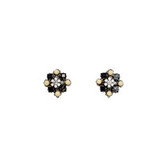 Chanel Black/Silver/Beige Clip On Earrings