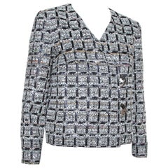Chanel Black & Silver Boucle Double Breasted Jacket M