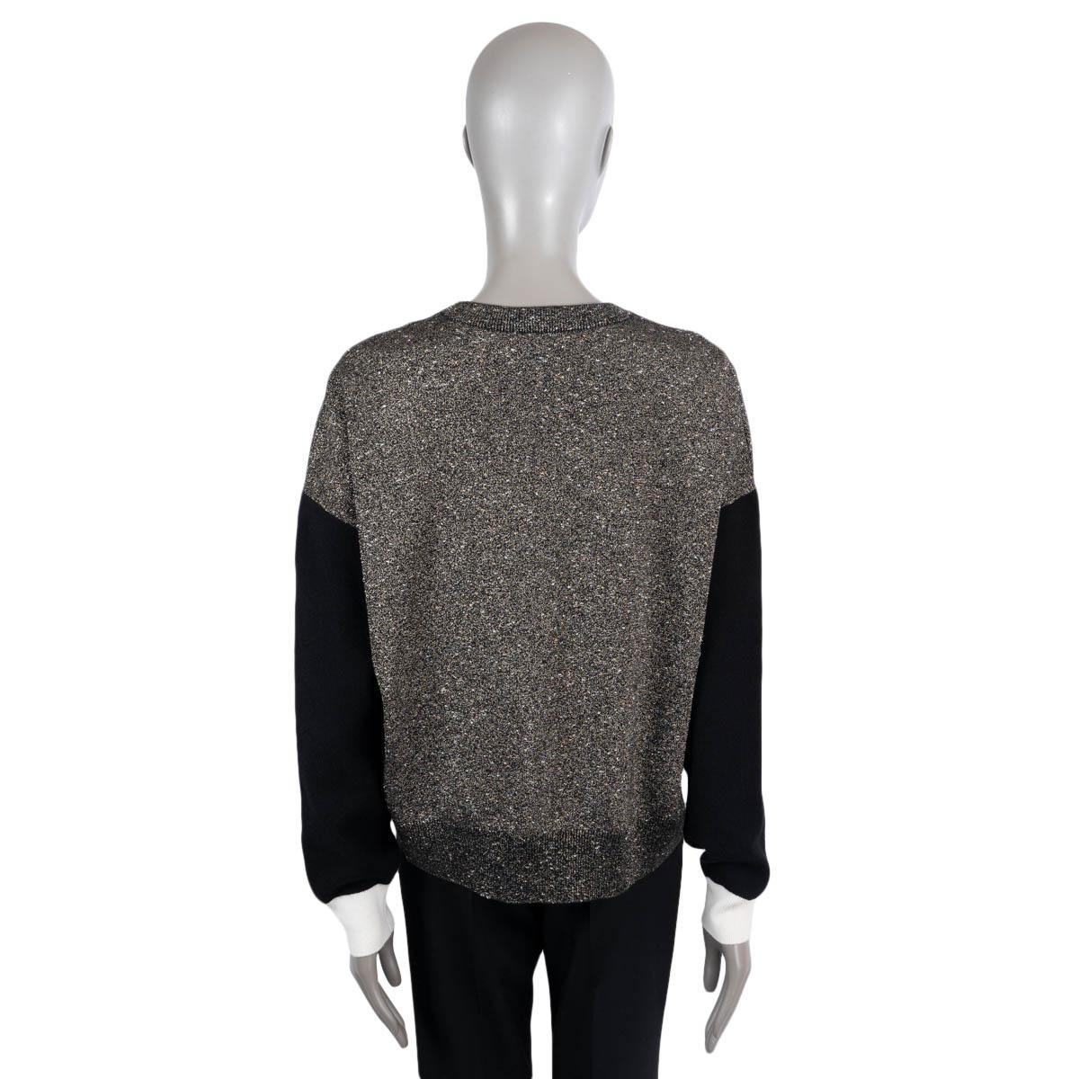 CHANEL black & silver cashmere 2020 20C LA PAUSA LOGO LUREX Sweater 48 XXL 2