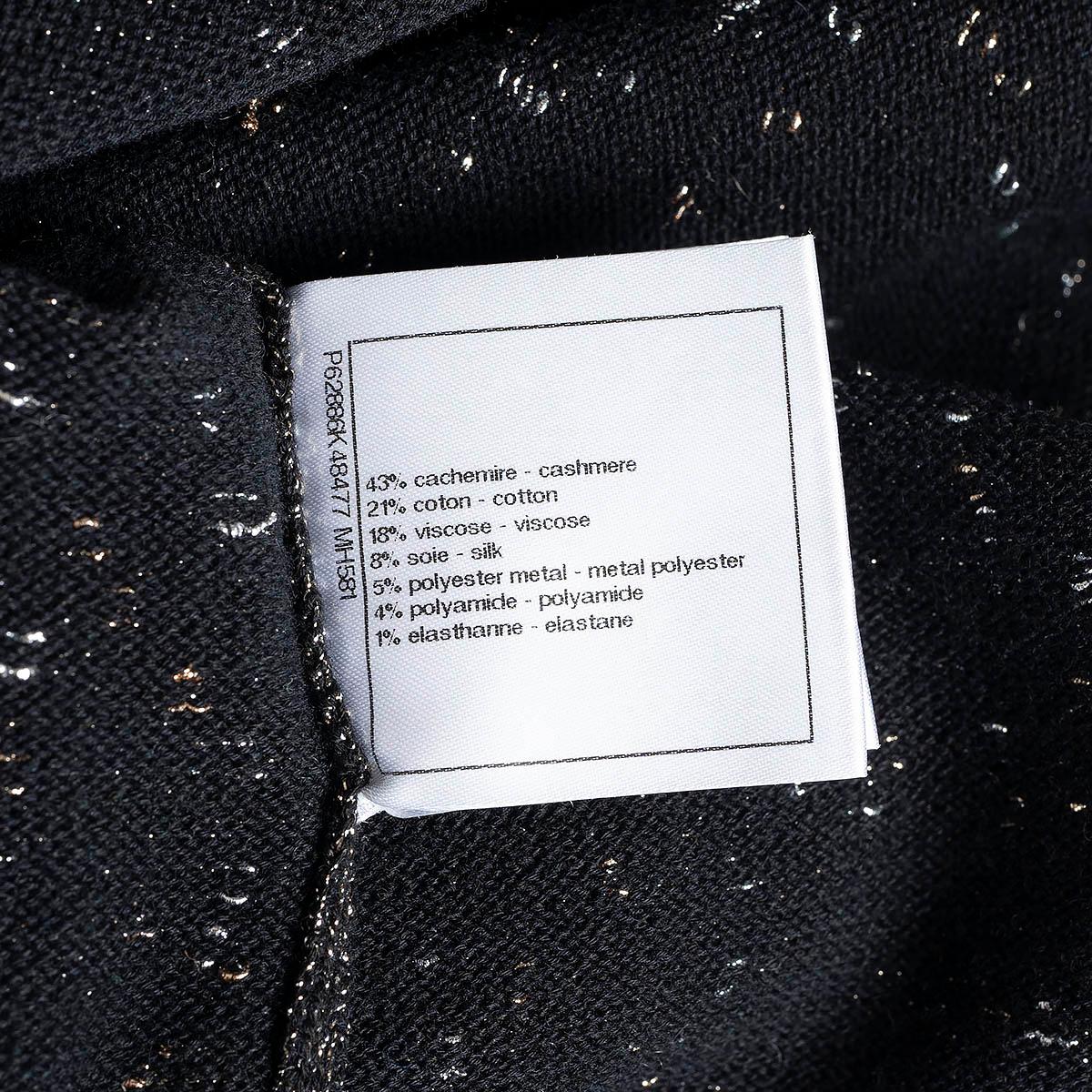 CHANEL black & silver cashmere 2020 20C LA PAUSA LOGO LUREX Sweater 48 XXL 5