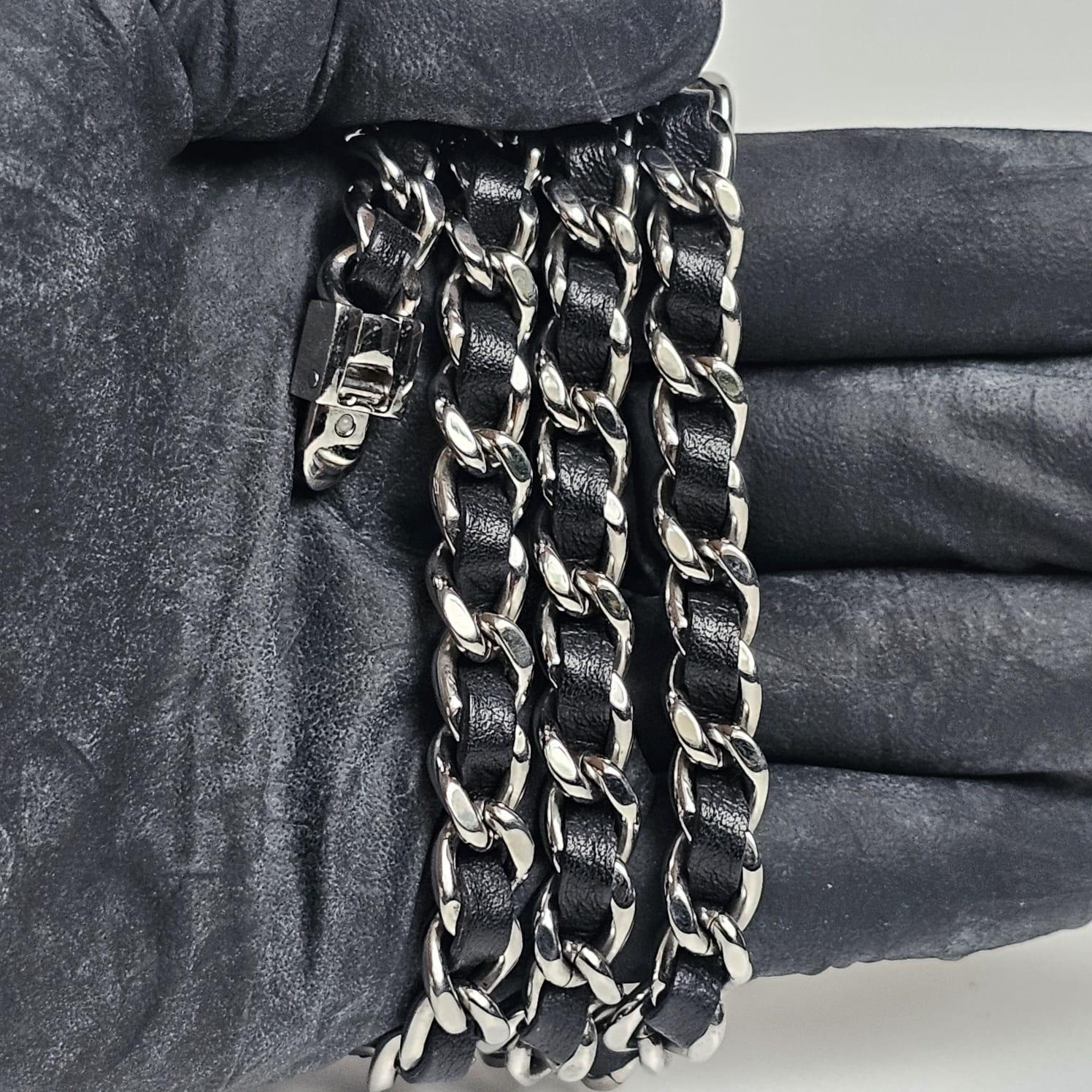 Chanel Black Silver Iconic Layered Chain Premiere Watch In Good Condition For Sale In Jakarta, Daerah Khusus Ibukota Jakarta