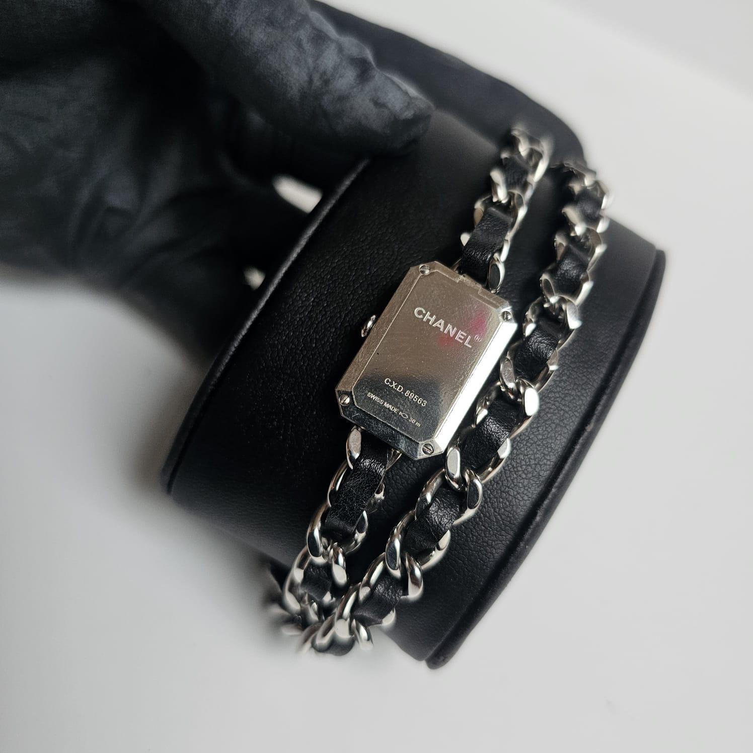 Women's Chanel Black Silver Iconic Layered Chain Premiere Watch For Sale