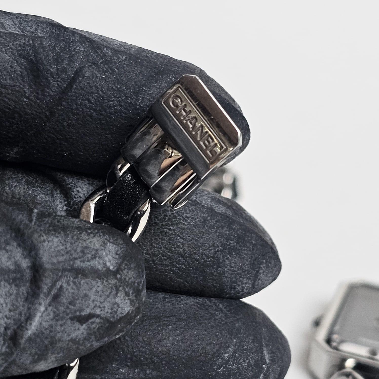 Chanel Black Silver Iconic Layered Chain Premiere Watch For Sale 2
