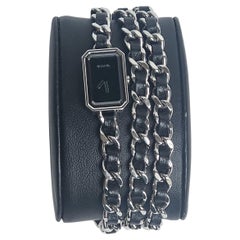 Chanel Black Silver Iconic Layered Chain Premiere Watch