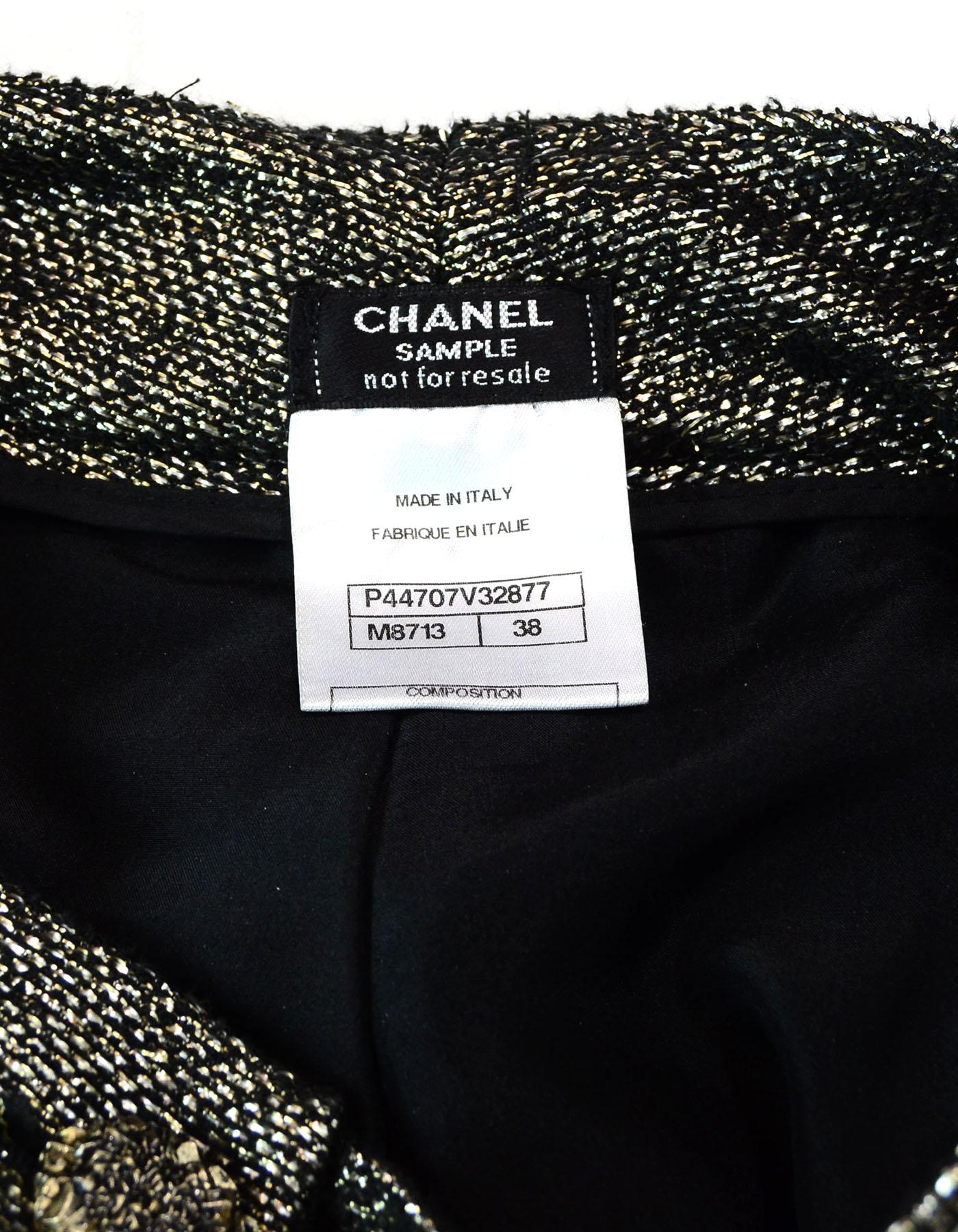 Chanel Black & Silver Pants Sz FR38 In Excellent Condition In New York, NY