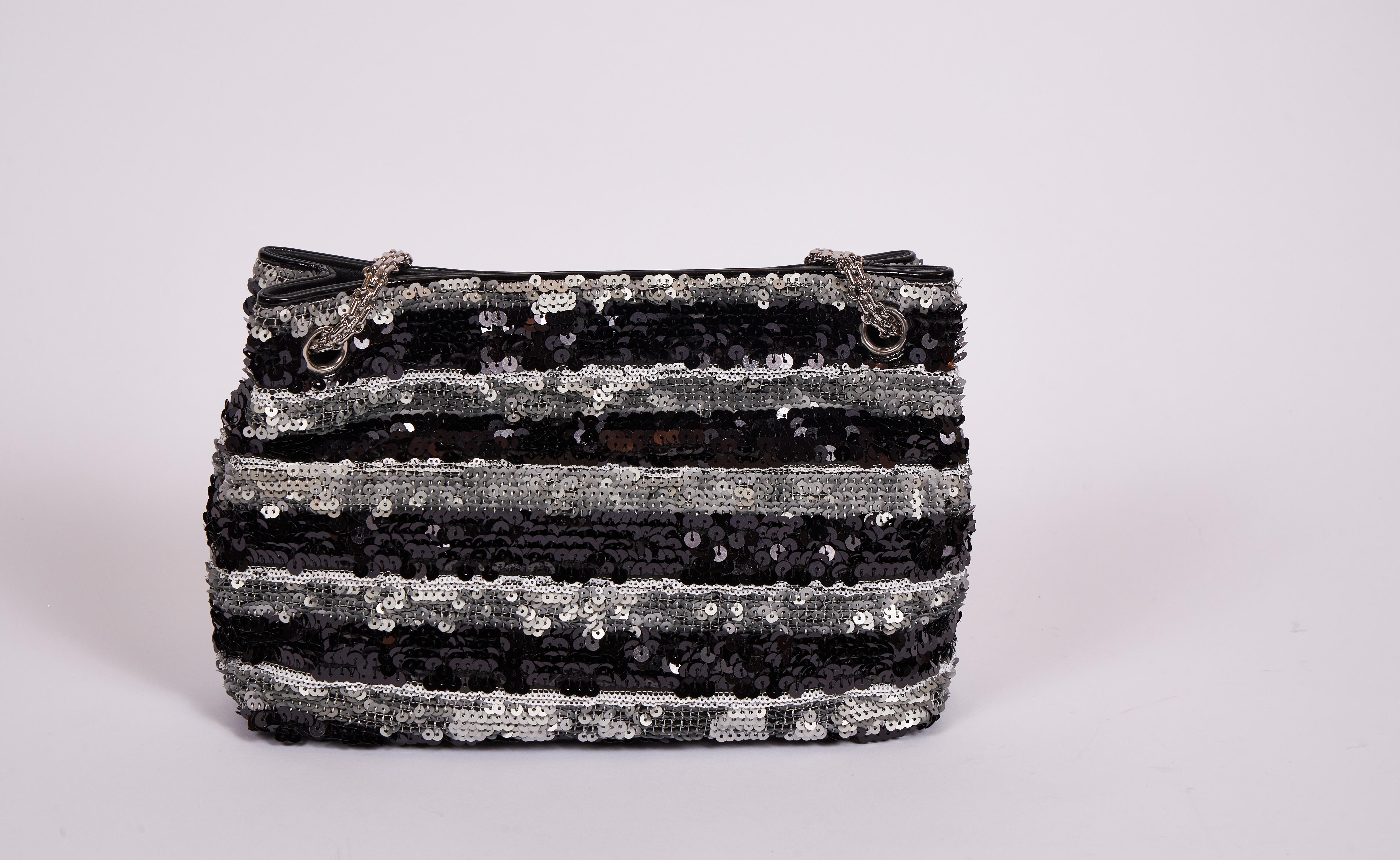 silver sequin chanel bag
