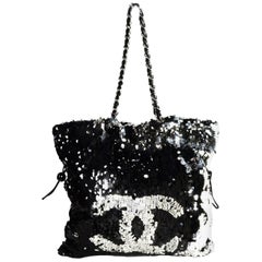 Chanel Black/Silver Sequin Summer Night Drawstring Tote Bag rt. $4, 650