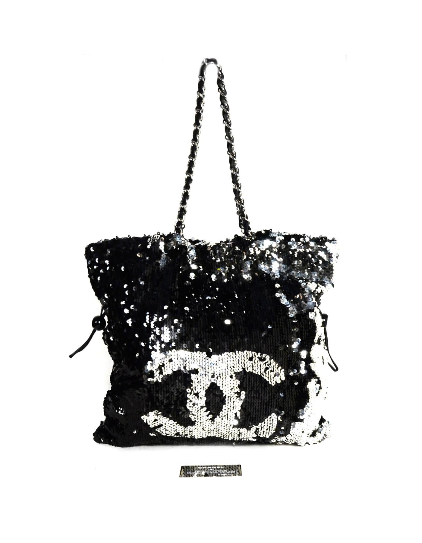 Chanel Black/Silver Sequin Summer Night Drawstring Tote Bag rt. $4, 650 7