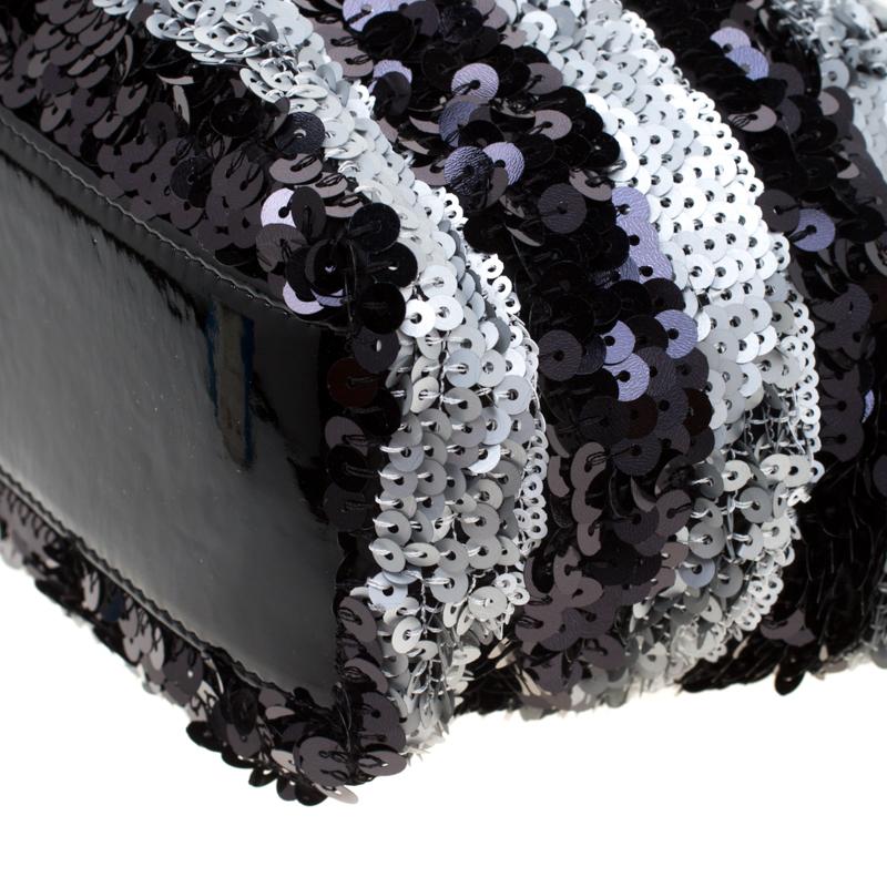 Chanel Black/Silver Stripe Sequins Reissue Shoulder Bag 6