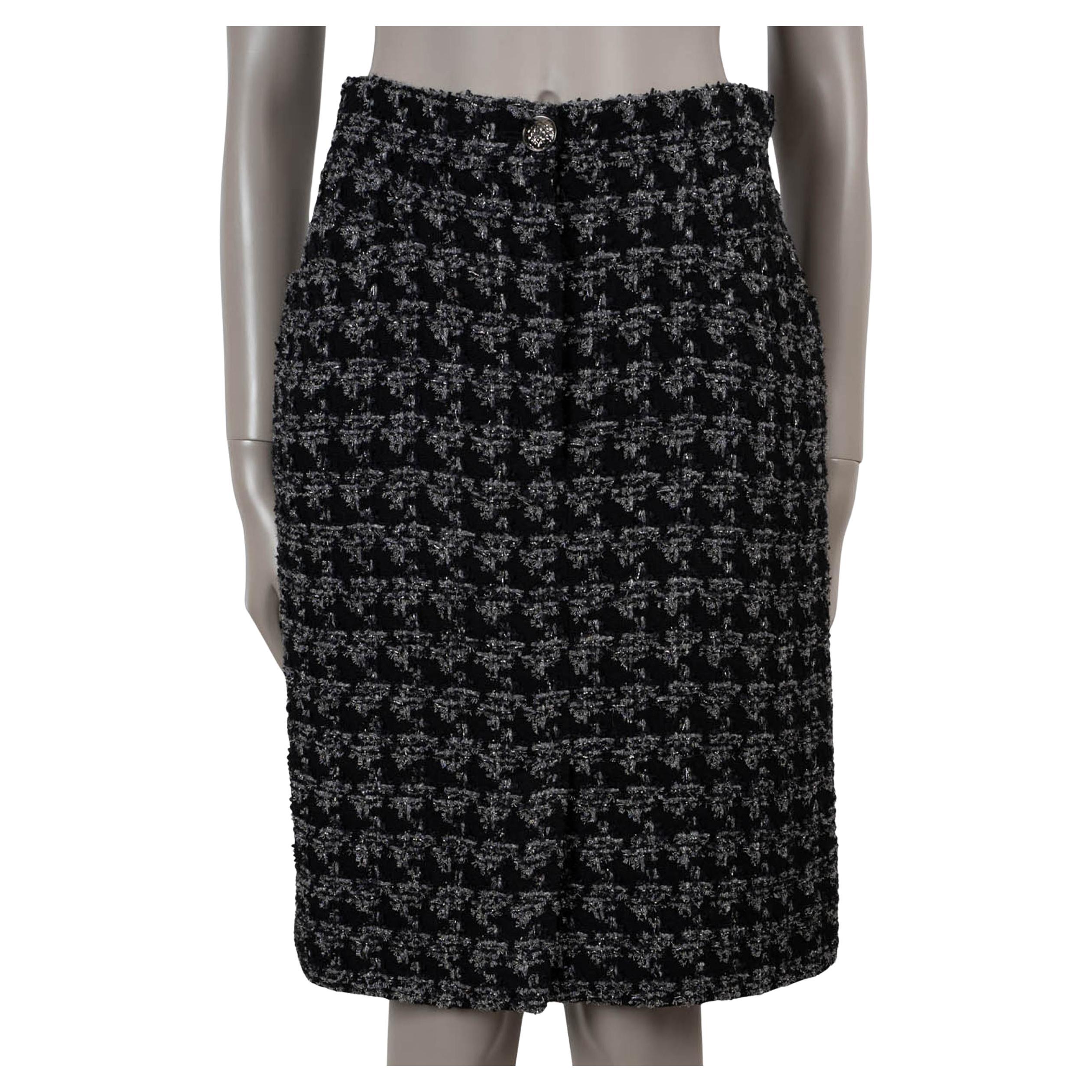 CHANEL 17B HOUNDSTOOTH LUREX TWEED Jupe 42 L