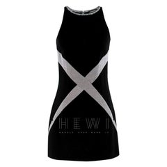Chanel Black & SIlver Wool Blend Mini Dress	