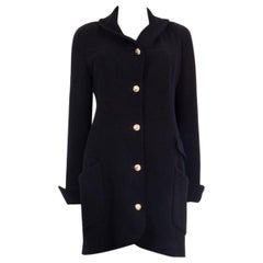 CHANEL black SINGLE BREASTED Coat Jacket 40 M