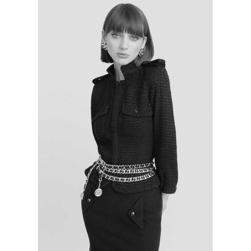 Women's CHANEL Black Skirt in Tweed 36FR For Sale