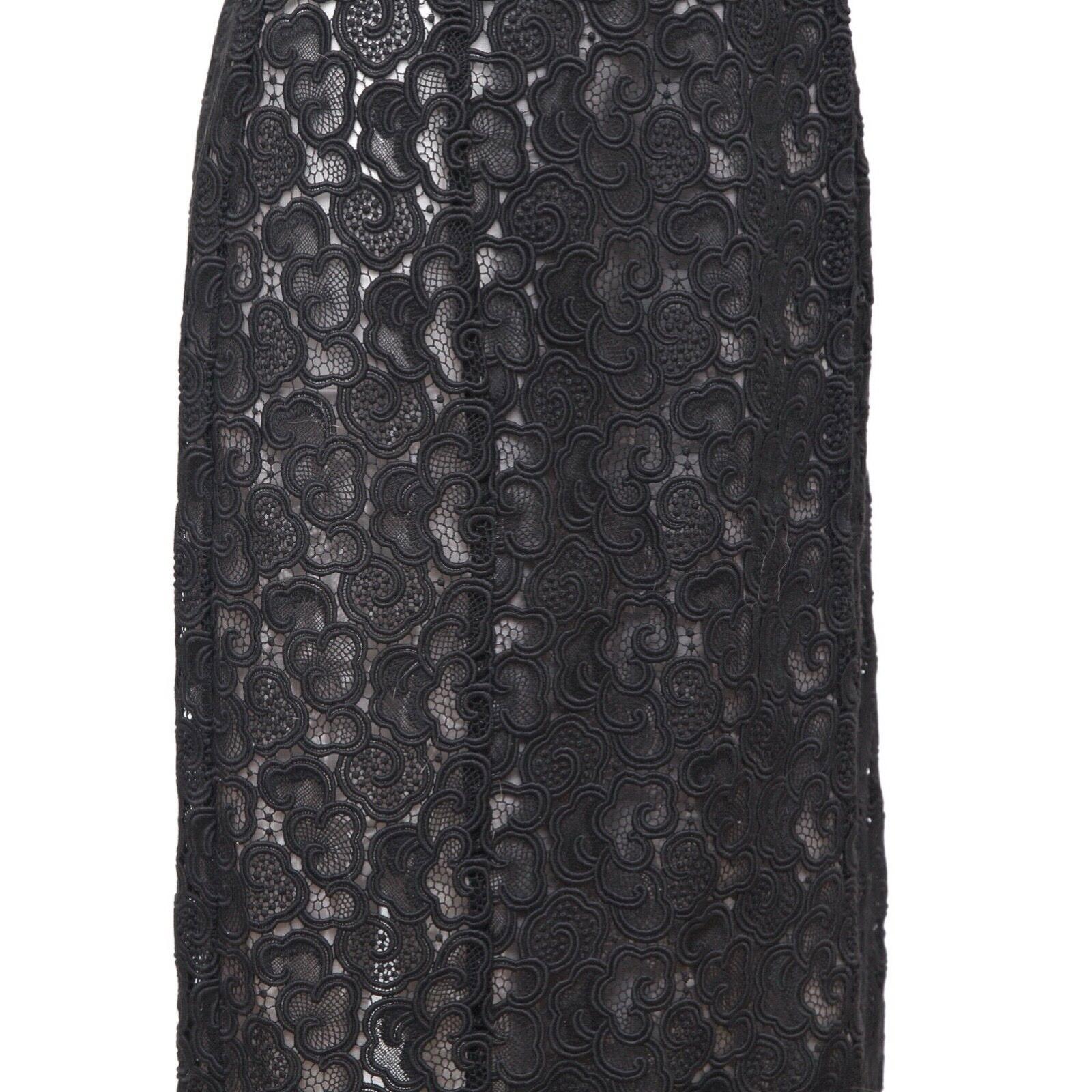Women's CHANEL Black Skirt Lace Cotton Faux Wrap Lined Paris Seoul 2016 Sz 38 For Sale