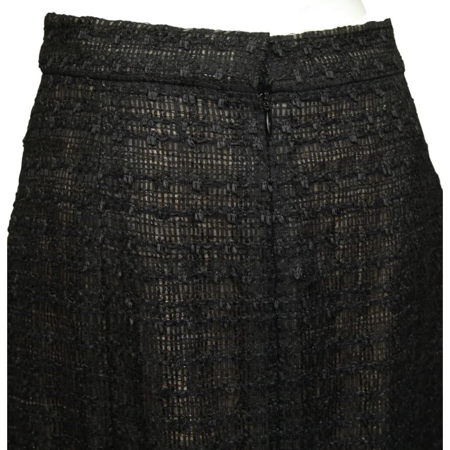 CHANEL Black Skirt Tweed Jacket Fantasy Pencil Straight Fantasy Zipper Sz44 2012 Pour femmes en vente